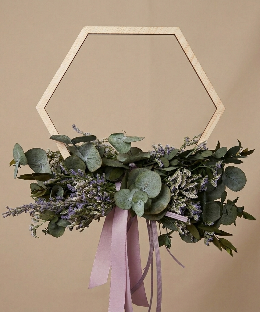 Ramo de novia con estructura HEXAGONAL